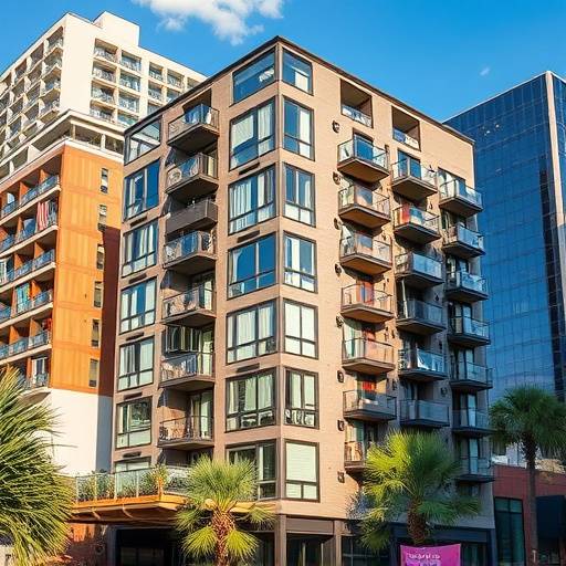 A modern apartment building in downtown Austin, Texas