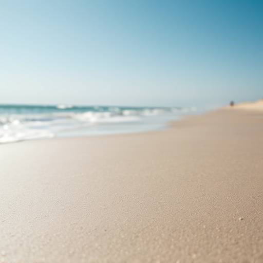 Close-up shot of the Outer Banks beach showcasing the sand, water, and sky.